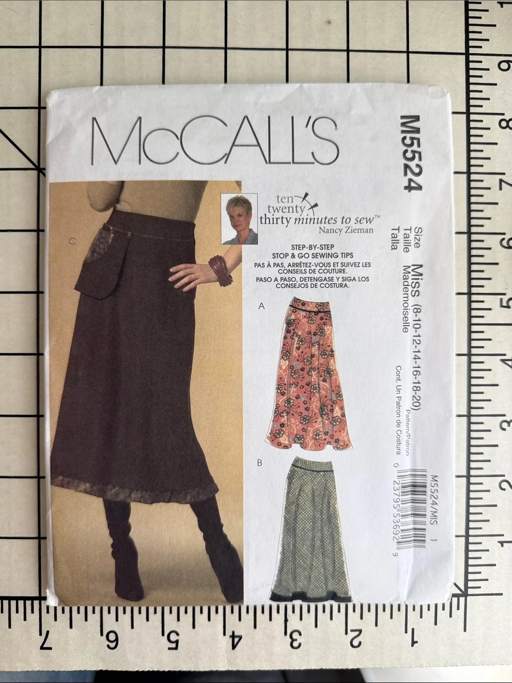 McCall’s M5524 Sewing with Nancy Bias Skirt Pattern Sz 8-20 Uncut Factory Folded